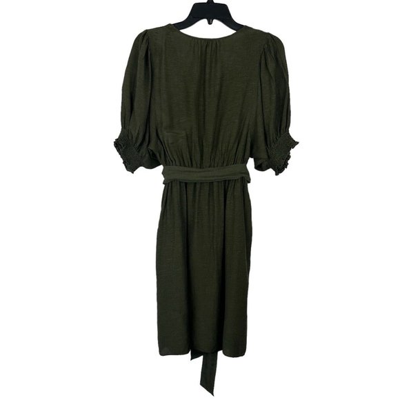 Anthropologie Shirt Dress Womens Small Nicole Linen Blend Green Puff Sleeve - Picture 9 of 14